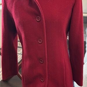 London Fog Deep Red Single-Breasted Pea Coat